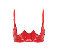 Agoky Women's Sexy 1/4 Cup Lace Bra Padded Unlined Underwire Push Up Balconette Every Day Bra Red D XXL