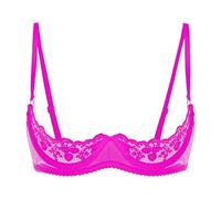 Agoky Women's Sexy 1/4 Cup Lace Bra Padded Unlined Underwire Push Up Balconette Every Day Bra Rose A M
