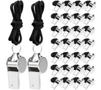 Agolctry 100 Pcs Stainless Steel Whistle with Lanyard, Sports Whistles for Adults, Loud Metal Whistle Bulk for Teachers, Coaches, Police, Referees