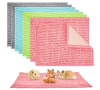 Agolctry 8 Pcs Guinea Pig Liner Washable Rabbit Cage Liner 16x12 Inch Guinea Pig Fleece Mats Reusable Bedding Pee Pads for Small Animals, Bunny (Gray, Green, Pink, Blue)