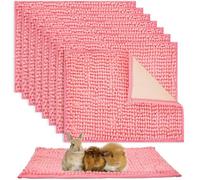 Agolctry 8 Pcs Guinea Pig Liner Washable Rabbit Cage Liner 16x12 Inch Guinea Pig Fleece Mats Reusable Bedding Pee Pads for Small Animals, Bunny (Gray, Green, Pink, Blue) (Pink)
