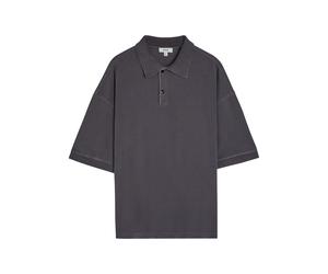 Agolde Curren Piqué Cotton Polo Shirt - Charcoal - M