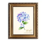 AGOLINE 5x7 Gold Frame, Vintage Gold 7x 5 Picture Frame for Wall Mount&Tabletop Display, Ornate Antique Photo Frames for Home Wall Decor,Vintage Photo Frames