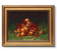 AGOLINE Small Gold Vintage Framed Wall Art for Kitchen,Cherries,8x10 IN | Vintage Framed Pictures for Living Room,Classic Oil Painting Canvas Art Prints,Farmhouse Wall Decor