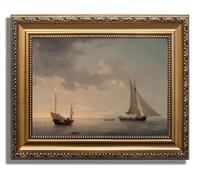 AGOLINE Vintage Gold Framed Wall Art(12x16in)-Sailboat in the Wind Classical Wall Decor Pictures for Living Room Bedroom kitchen Wall Art Canvas Prints