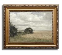 AGOLINE Vintage Gold Framed Wall Art- Cloudy Sky Meadow Wall Art for Living Room Bedroom kitchen Canvas Prints Vintage Retro Home Décor,9"x12"