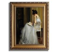 AGOLINE Vintage Gold Framed Wall Art-The Readers Classical Wall Pictures for Living Room Bedroom kitchen Canvas Wall Art Prints,9"x12"