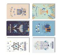 AGONEIR 30Pcs Menorah Bird Print Hanukkah Greeting Cards With Envelopes Happy Hanukkah Greeting Note Cards For Chanukah Holiday Boyfriend Gift