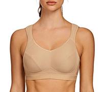 AGONVIN Sports Bras for Women High Impact Plus Size Support Wirefree Running Control Beige 46E
