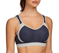 AGONVIN Sports Bras for Women High Impact Plus Size Support Wirefree Running Control Navy Blue 32B