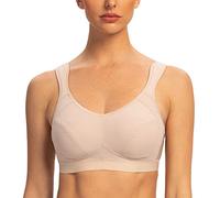 AGONVIN Sports Bras for Women High Impact Plus Size Support Wirefree Running Control Pale Nude 36G