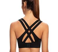 AGONVIN Women's High Impact Plus Size Large Bust Sexy Strappy Wireless Padded Sports Bras Black S Plus