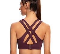 AGONVIN Women's High Impact Plus Size Large Bust Sexy Strappy Wireless Padded Sports Bras Fig Purple M Plus