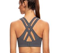 AGONVIN Women's High Impact Plus Size Large Bust Sexy Strappy Wireless Padded Sports Bras Iron Gray XXL Plus