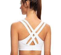 AGONVIN Women's High Impact Plus Size Large Bust Sexy Strappy Wireless Padded Sports Bras White L Plus