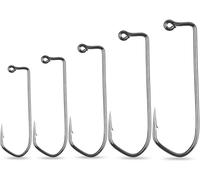 AGOOL 90 Degree Fishing Jig Hooks, 100pcs Aberdeen Jig Hooks, 1/0-6/0, High Carbon Steel, Round Bend, Black Nickel Plated, Suitable for Freshwater and Saltwater
