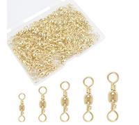 AGOOL Fishing Barrel Swivels - 50/100 pcs Rolling Ball Bearing Fishing Swivel with Solid Ring Hook Line Connector Copper with Stainless Steel Black Nickle Coated Test Strength 35-105lbs (50pcs, 4#)