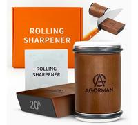 AGORMAN Rolling Knife Sharpener Kit, Diamond-Based Knife Sharpener Roller for All Steel Knives, Two-Angle Magnetic Rolling Sharpener for Kitchen Knives