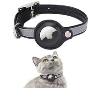 AgoumLux AirTag Cat Collar with Bell, Integrated Reflective GPS Cat Collar, Compatible with Apple Airtag, Black, S