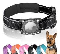 AgoumLux AirTag Dog Collar, 100% Waterproof Dog Collar with Air Tag Holder, Reflective Adjustable Heavy Duty Dog Collars with Soft Padded Large Dogs, Black, S