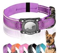 AgoumLux AirTag Dog Collar, 100% Waterproof Dog Collar with Air Tag Holder, Reflective Adjustable Heavy Duty Dog Collars with Soft Padded Large Dogs, Purple, M