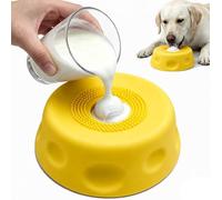 Agoumlux Slow Feeder Dog Licking Bowl with Rolling Ball & Sunctions, Yellow | 250ml, Silicone Lick Mat for Liquid Treat, Wet Food, Yogurt, Pet Interactive Feeding Toy, No Spill, Anti-Slip, Anxiety Relief