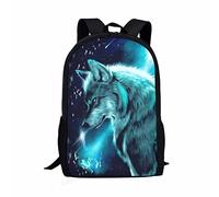 Agoviwo Galaxy Wolf Printed Girls School Backpack Bookbag Kawaii Backpack School Backpack for Teens