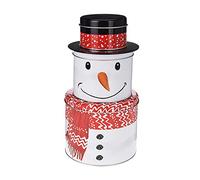 AGP ADVANCED GLOBAL PRODUCTIONS Christmas Cookie Tin Jar Biscuit Santa Xmas Metal Dry Food Tea Coffee Kitchen (Snowman)