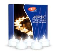 AGPTEK 1 FBA_DE12T Timer No Flicker Flameless LED Candles Battery-Operated Long Lasting Tealights for Wedding Holiday Party Home Decoration 24pcs, Plastic, Cool White