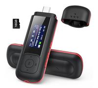 AGPTEK 16GB Portable USB MP3 Player, A55 2 in 1 Type-C & USB Music Player | USB Flash Drive for Car with FM Radio, Recording, Supports up to 128GB, Black