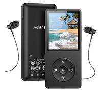 AGPTEK 32GB Classic MP3 Player with Speaker, 70H Ultra-Long Battery Life, 1.8'' Screen, FM Radio, Recording, Small MP3 Player for Adults and Children, Supports TF Cards up to 128GB - Black