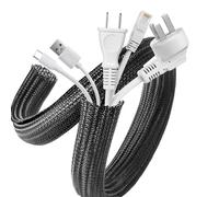 AGPTEK 6 m Cable Sleeve, 15-25 mm Self-Closing Cable Duct, Flexible Woven Cable Sheath, Cable Management for Desk, TV, Computer, PC, Cable Protection for Dogs, Cats, Black