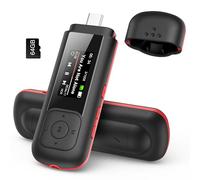 AGPTEK 64GB Portable USB MP3 Player, A55 2 in 1 Type-C & USB Music Player | USB Flash Drive for Car with FM Radio, Recording, Supports up to 128GB, Black
