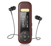 AGPTEK 64GB USB C 2 in 1 MP3 Player with Bluetooth & Clip A59 Music Player | 30H Playback Retro Classic MP3, USB Flash Drive for Car with FM Radio, Recording, Supports up to 128GB, Brown