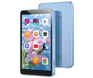 AGPTEK 96GB MP3 Player with Bluetooth and WiFi, T08X 4'' Android 14 MP4 Music Player with Spotify, Audible, APP Store, Up to 1TB, Blue
