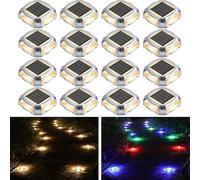 AGPTEK Aluminum Multi-Colors in 1 Solar Driveway Lights Outdoor 16 Pack | RGB Deck Dock Marine LED Solar Powered Waterproof Decorative Marker Security Light for Garden, Yard, Step, Sidewalk, Path