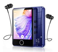 AGPTEK Blue MP3 Player Bluetooth 5.3, 64GB Internal Memory Expandable up to 128GB, 2.8 Inch Full Touch Screen Music Player with Speaker, FM Radio, Earphone & MP3 Protective Case Included