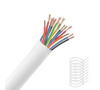 AGPTEK Cable Sleeve Cover, 10ft - 4/5inch, with 10 Fastening Cable Ties, Cord Management for Home Office Desk PC TV Computer Automotive Wire Loom Tubing Cord Protection Self-Wrapping, White