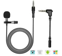 AGPTEK Clip on Microphone, 3.5mm Lavalier Lapel Omnidirectional Condenser Microphone for Android Samsung Sony Huawei Xiaomi Smartphones Mobile Device Computer PC Laptop Mic