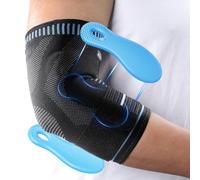 AGPTEK Elbow Sleeve Brace with Removable Compression Strap - Enhanced Support for Tennis Elbow, Golfer's Elbow & Weightlifting. Dual-Stabilizing Silicone Pads & Anti-Slip Design for Men & Women, L