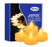 AGPTEK LED Tealight, Lot 24 LED Candles with Timer Battery Operated Flameless Smokeless Flickering Flashing for Wedding/Party Decorations Two Dozens-Pack Yellow Light