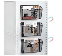 AGPTEK Magnetic File Holder, 3PCS File Paper Mail Organizer No Drilling Magnet Paper Mail Organizer Magazine Basket, Hanging Wall Storage Rack for Fridge Cabinets Office Classroom