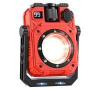 AGPTEK Magnetic Rechargeable LED Work Light with Digital Display, 32 Hours Long Lasting 5000mah Power with Knob Dimming, 5 Modes & 360° Rotatable for Car Repair, Job Site, Emergency (Red, 1 Pack)