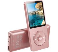 AGPTEK MP3 Player with Bluetooth 5.3, 32GB Internal Memory Portable Music Player 1.8 inch Screen with Speaker, FM Radio, Voice Recorder, Supports Expanded Up to 128GB (Without headphones), Pink