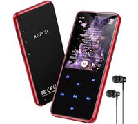 AGPTEK MP3 Player with Bluetooth 5.3, 64GB Internal Memory Expandable up to 128GB, 2.4 Inch Music Player with Speaker and FM Radio, Earphone Included, Red