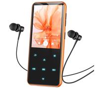 AGPTEK MP3 Player with Bluetooth 5.3, 64GB Internal Memory Expandable up to 128GB, 2.4 Inch Music Player with Speaker and FM Radio, Earphone Included, Orange