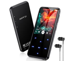 AGPTEK MP3 Player with Bluetooth 5.3, 64GB Internal Memory Expandable up to 128GB, 2.4 Inch Music Player with Speaker and FM Radio, Earphone Included