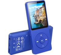 AGPTEK MP3 Player with Bluetooth 5.3, 64GB Internal Memory Portable Music Player 1.8 inch Screen with Speaker, FM Radio, Voice Recorder, Supports Expanded Up to 128GB (Without headphones), Blue