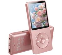 AGPTEK MP3 Player with Bluetooth 5.3, 64GB Internal Memory Portable Music Player 1.8 inch Screen with Speaker, FM Radio, Voice Recorder, Supports Expanded Up to 128GB (Without headphones), Pink