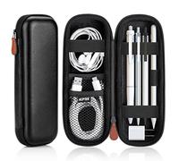 AGPTEK Pencil Case - Slim PU Leather Carrying Pouch for Apple Pencil & Accessories, USB Cable, Earphone, Samsung Stylus & Recording Pen - Black